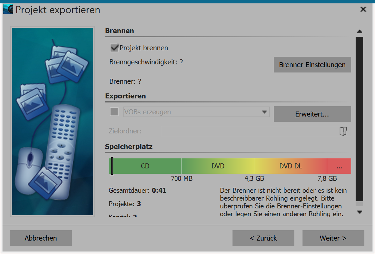 Burning a video DVD with a menu