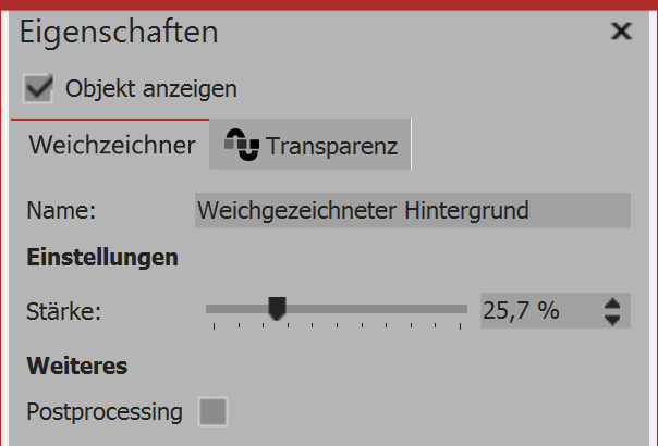 Settings for blur effect