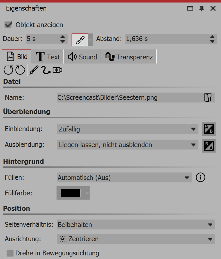 Settings for the flexi-collage