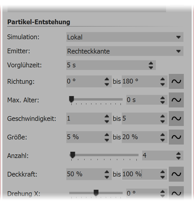 First settings for particle object