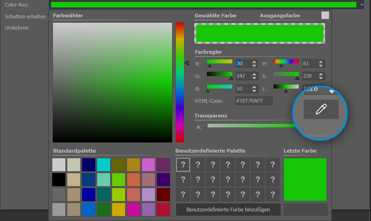 Selecting a color for the color-key