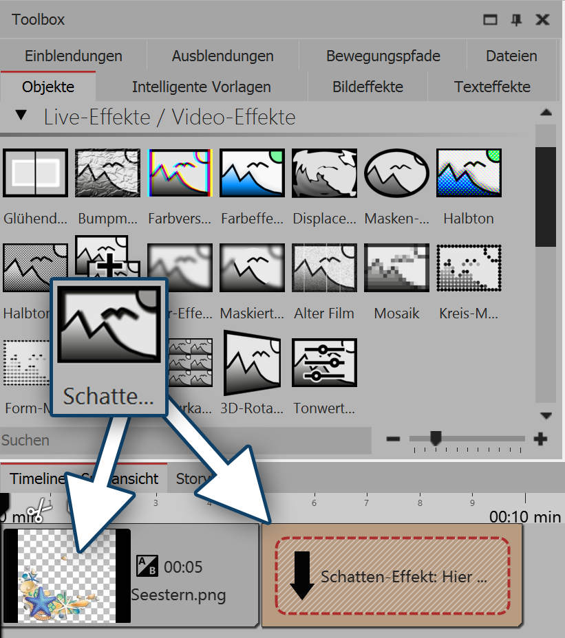 Inserting the shadow effect