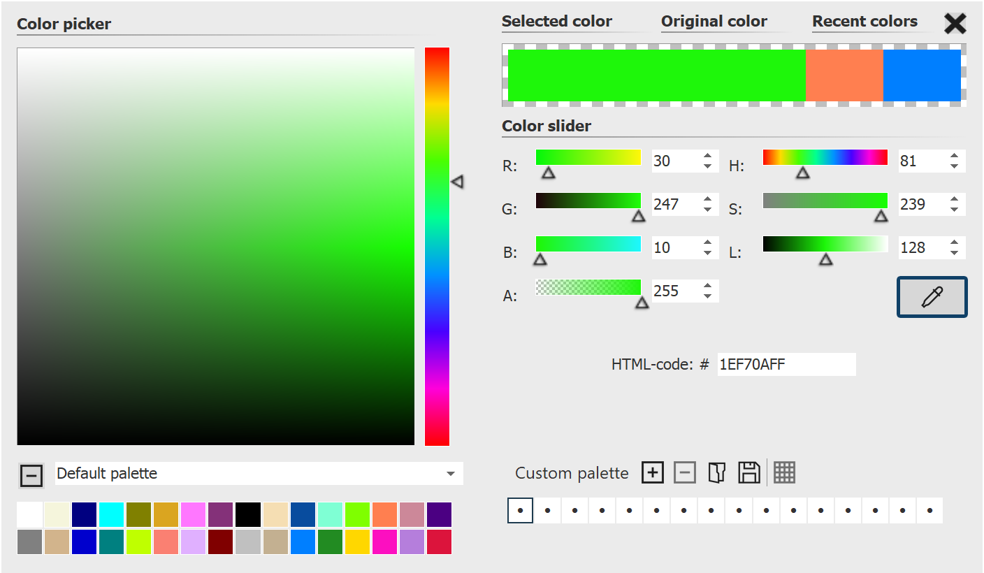 Select color for color key
