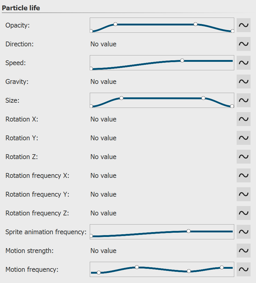 Settings for particle life