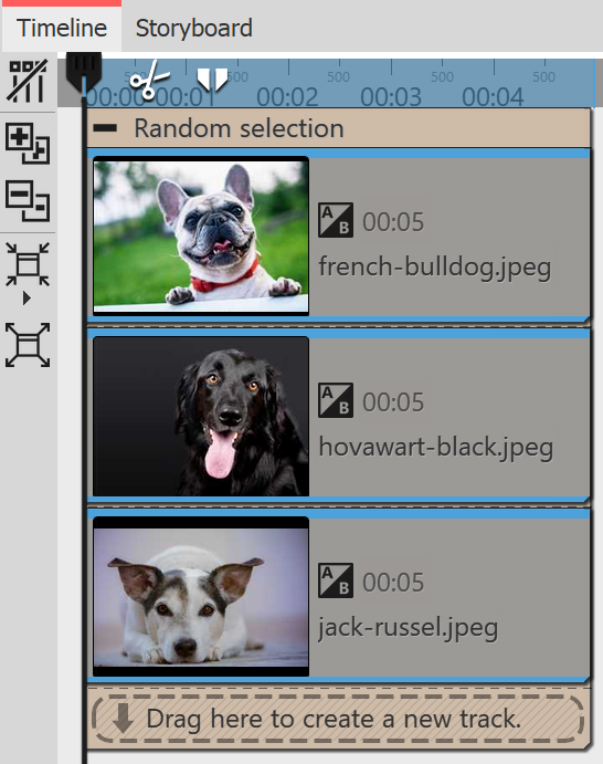 "Random selection" effect in the Timeline