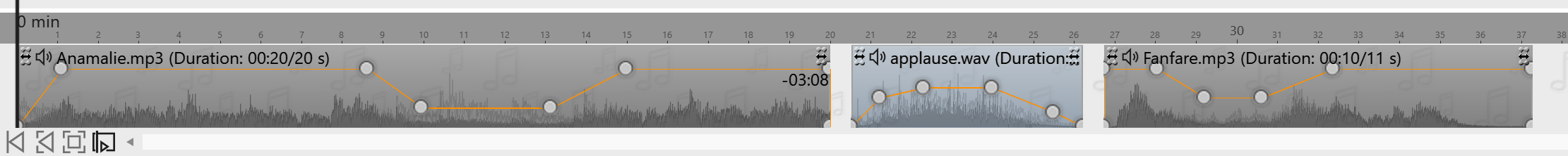 Different coloring of the music tracks