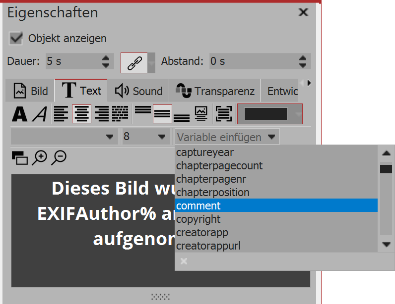 Inserting variables into a text box