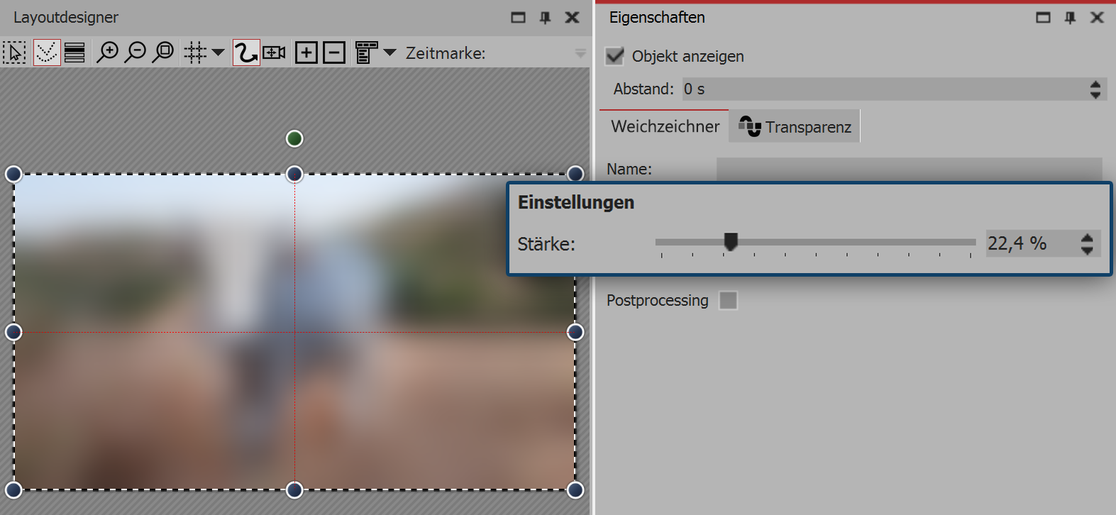 Settings for blur effect