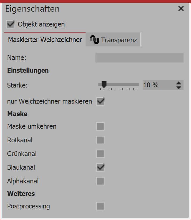 Settings for the masked blur