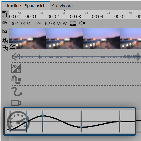 Curve for playback speed in the timeline