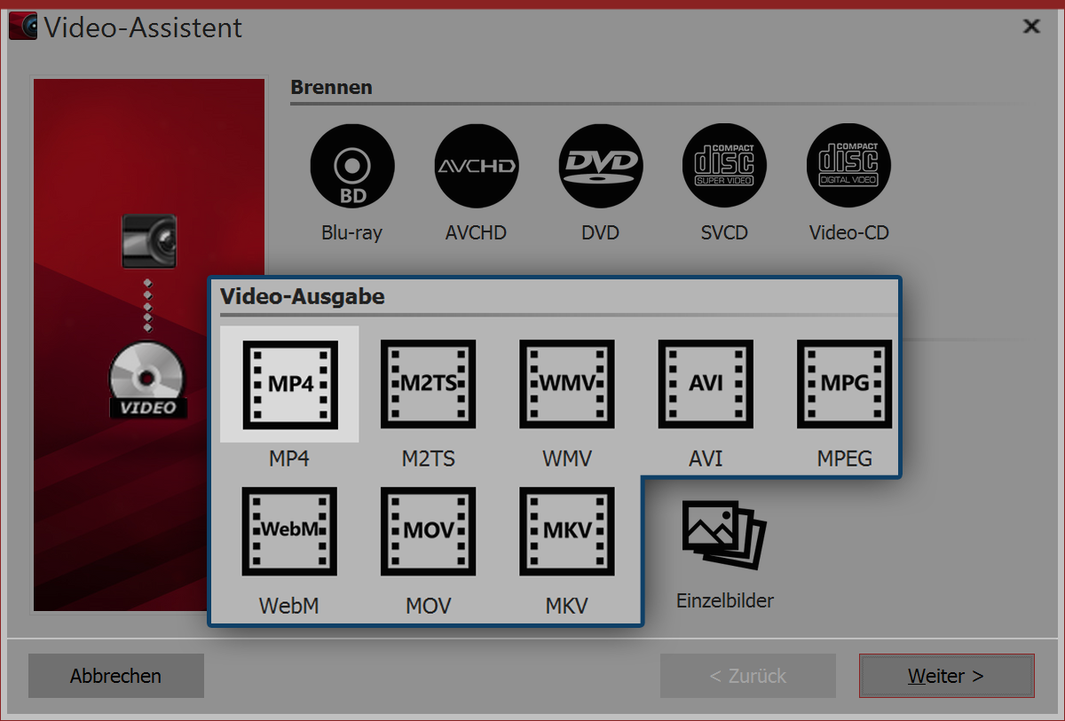 Video formats in Video Wizard