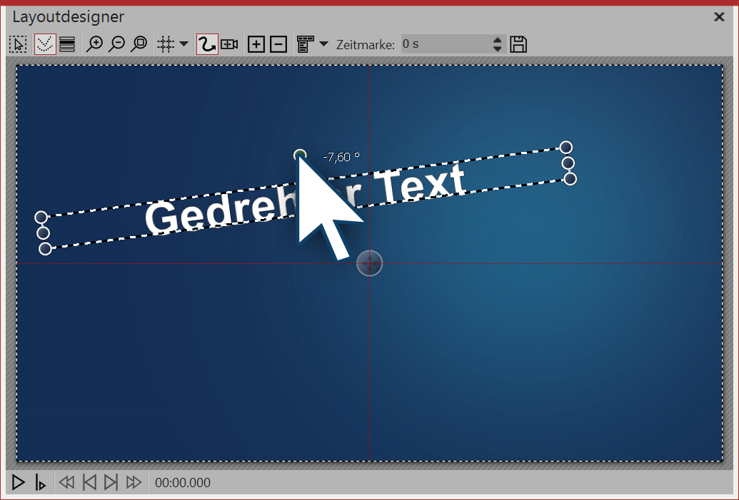 Rotating text in the Layout Designer