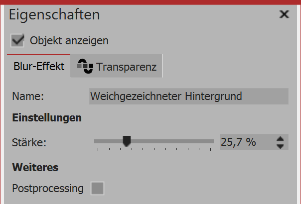 Settings for blur effect