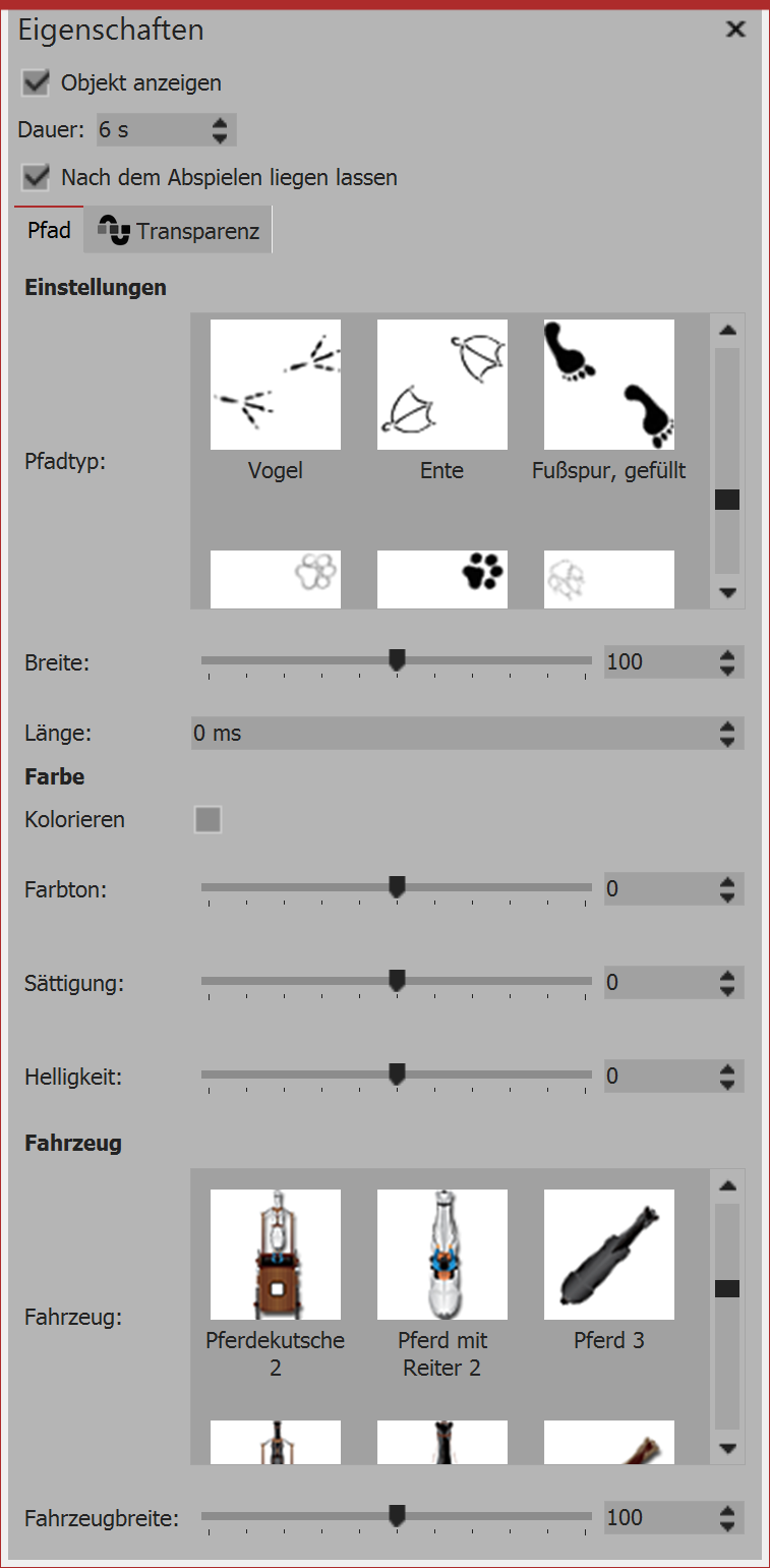 Settings for Dek. Path