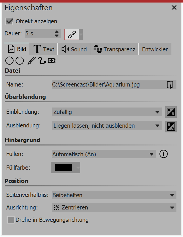 Image object settings