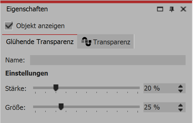 Settings for size and strength