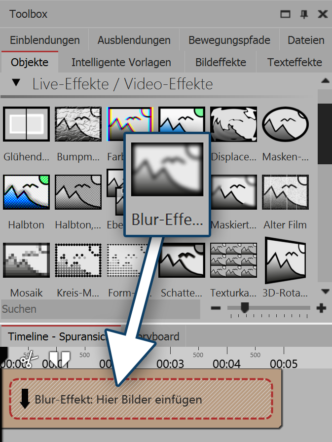 Inserting the blur effect