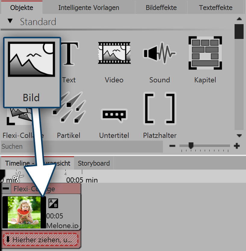 Dragging picture objects into a flexi-collage Dragging picture objects into a flexi-collage