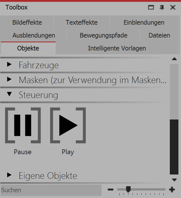 Pause and Play Object in the Toolbox