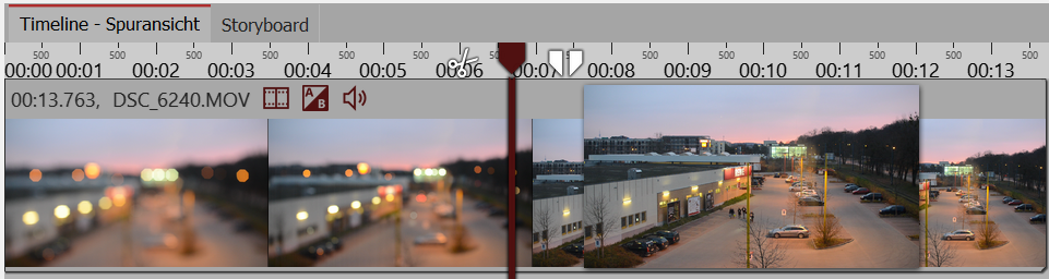 Single frames view of video in the Timeline