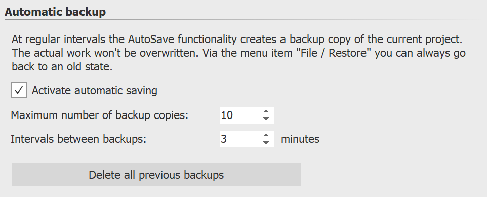 Automatic backup settings