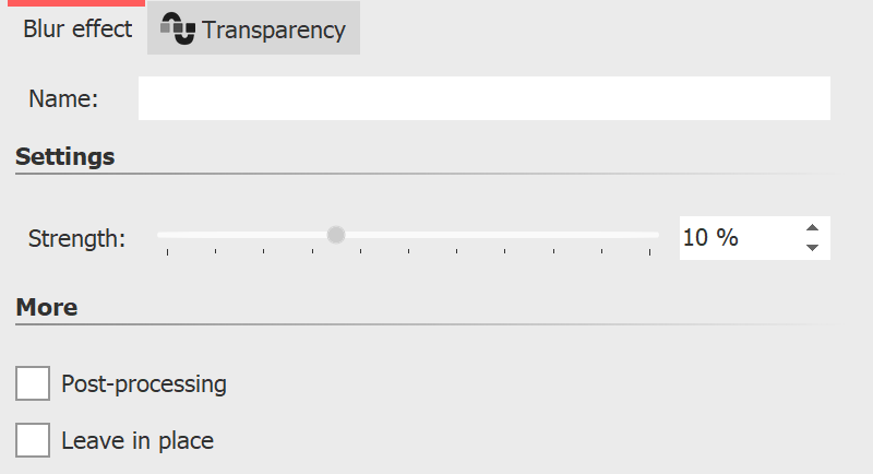 Settings for blur effect