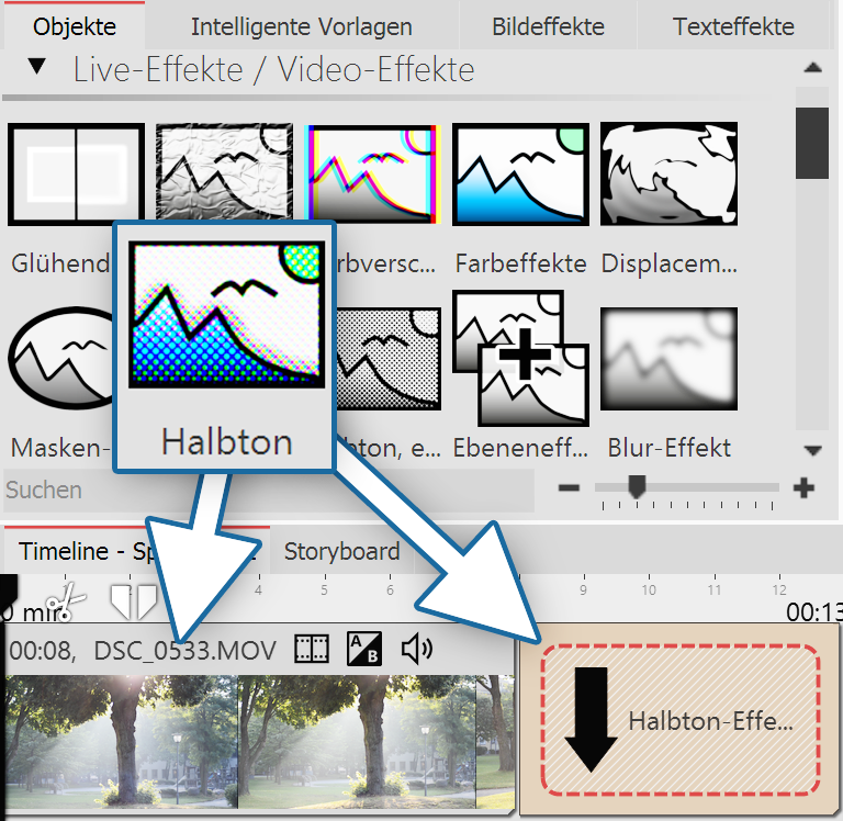 Inserting the halftone effect