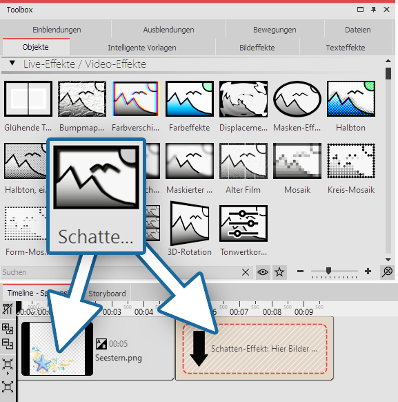 Inserting the shadow effect