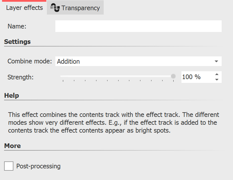 Settings for layers effects