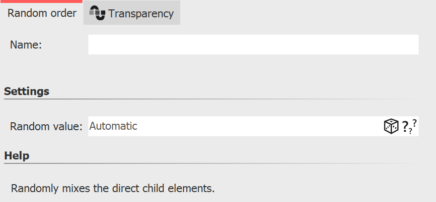 Settings for "Random order"