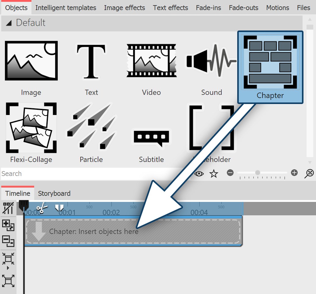 Drag the Chapter into the Timeline