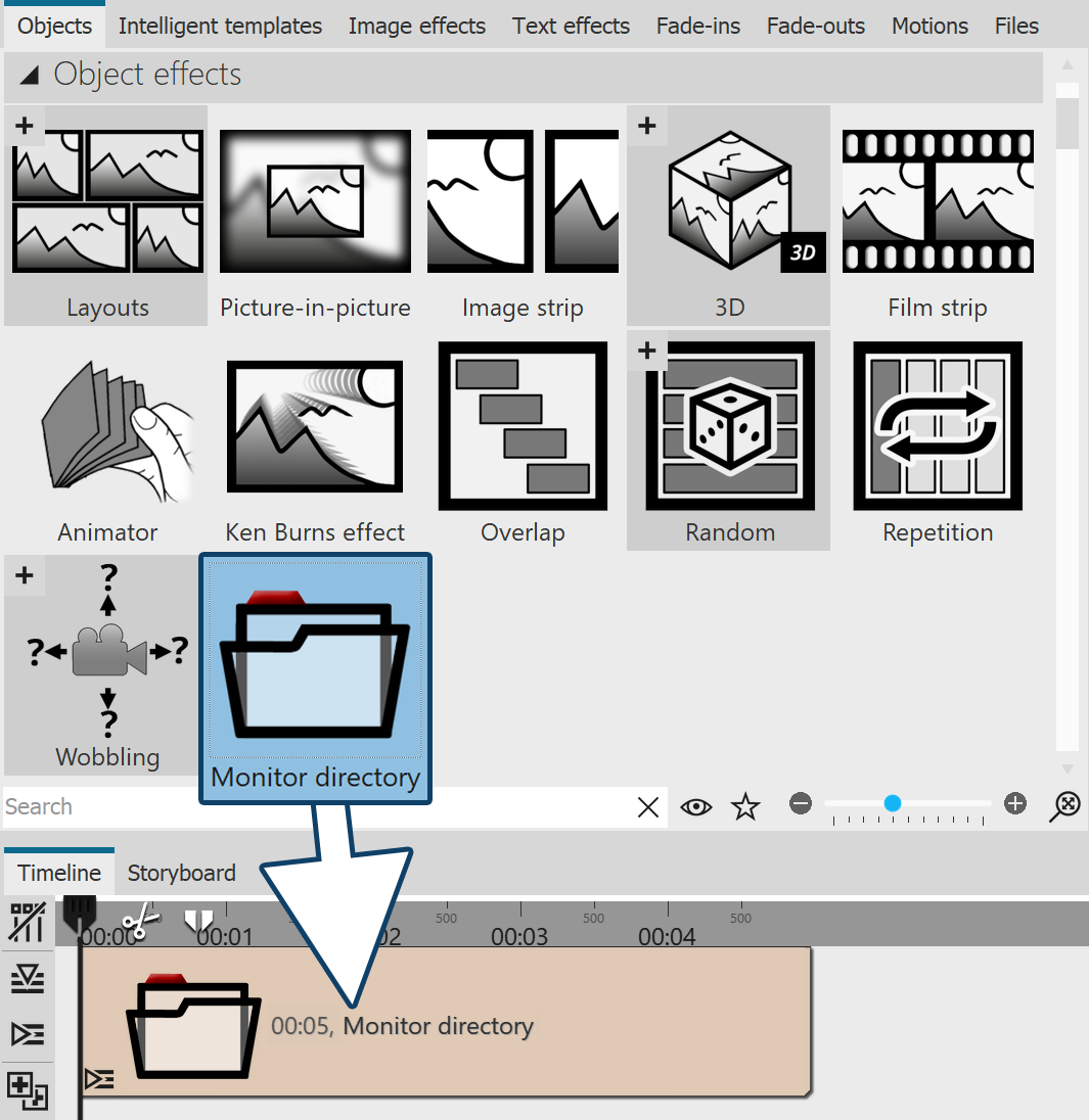 Insert "Monitor directory" effect