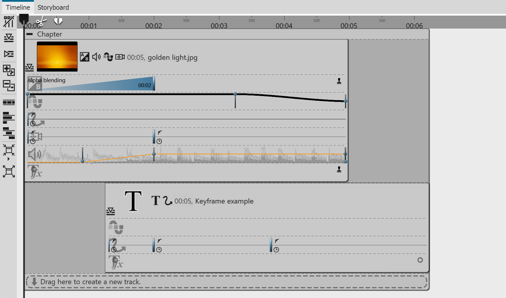 Timeline with keyframes