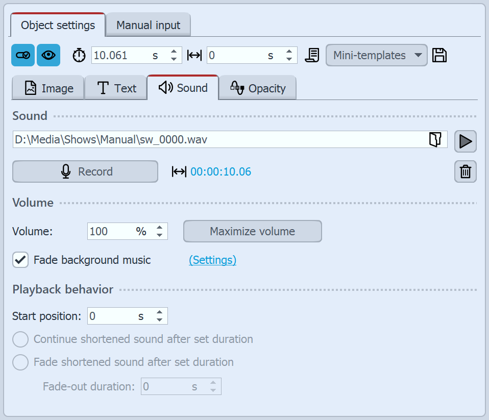 Sound in the image properties