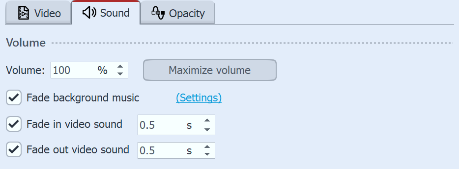 Sound properties in a video