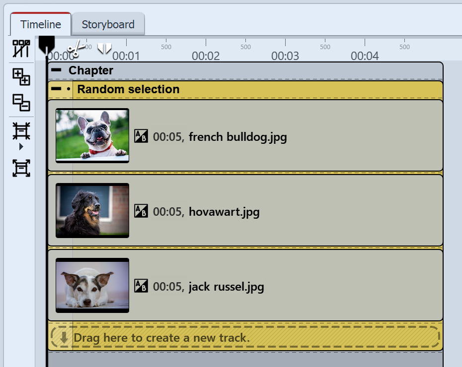"Random selection" effect in the Timeline