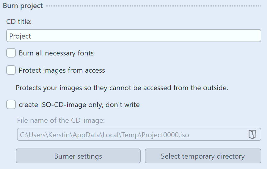 Create and burn a CD