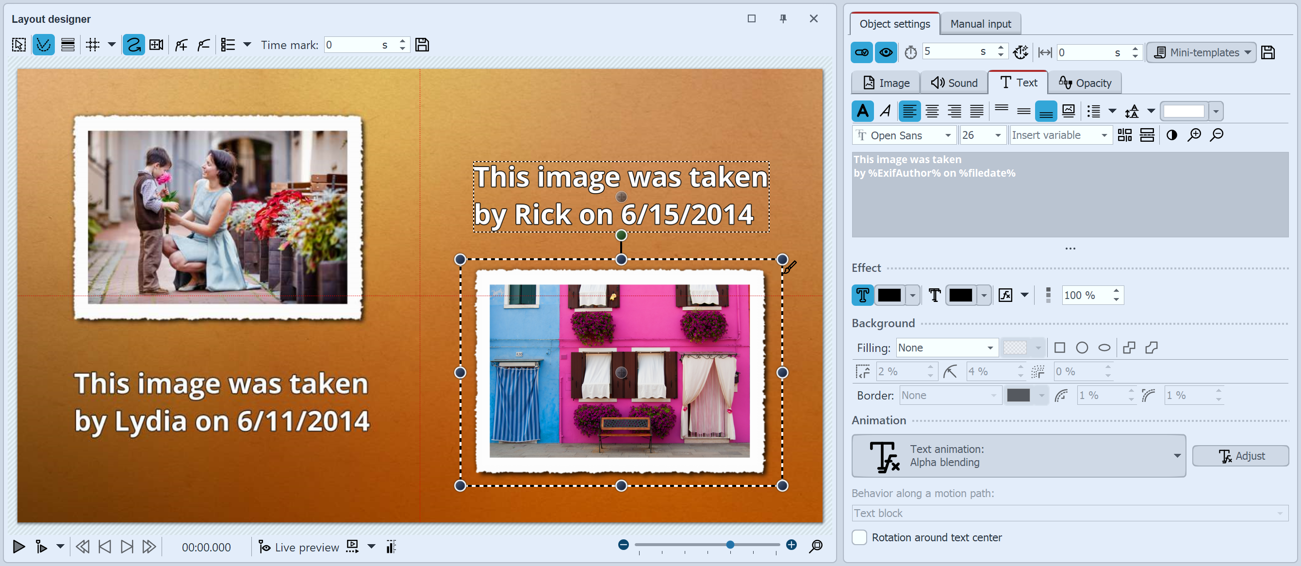 Text with variables Text with variables