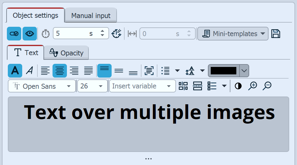 Properties of the text object