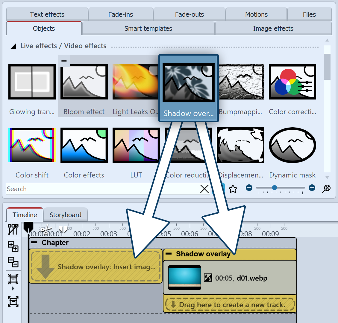 Live effects / Video effects > Shadow overlay - Vision 2024